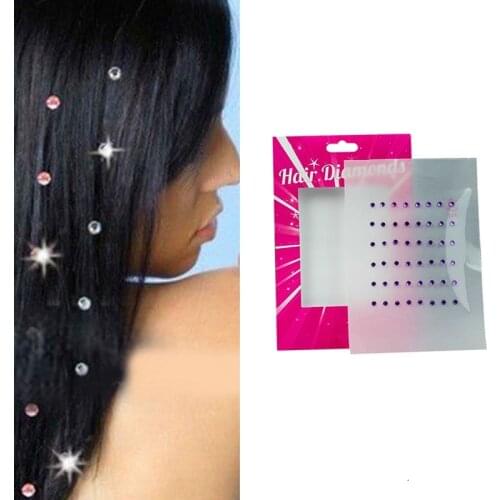 48Pcs Rhinestone Jewels Girls Hair Diamonds Decor Disposable Fashion Women Hair Extension Straightener Adorn Hair Accessories