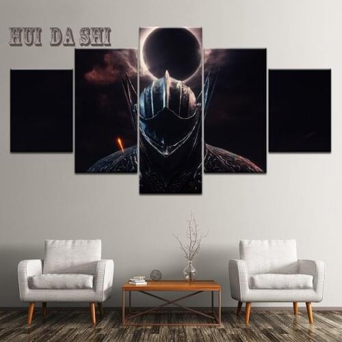 5 Panel Dark Souls Game Canvas Swordsman Printed Painting Living Room Wall Game Decor Picture Artworks Poster Canvas Wholesale