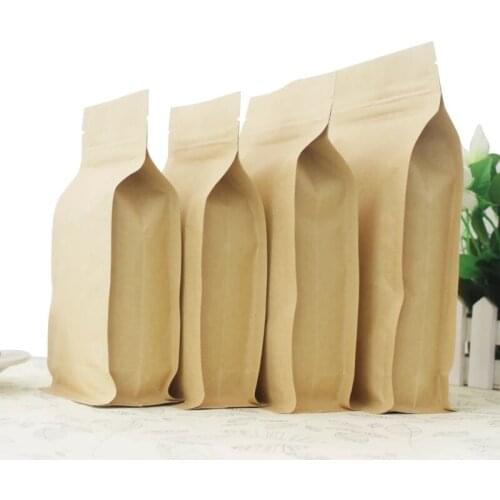 5pcs Large Stand up Kraft Paper Food Packaging Bag Zip Lock Wide Bottom Pouch for Nuts Cookie Candy Baking Tea Storage Pouch