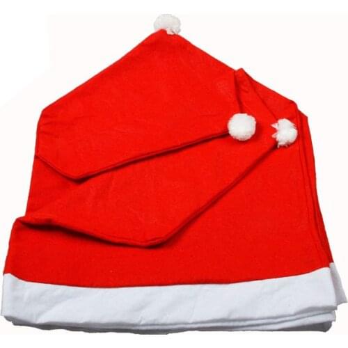 6 Pcs Per Set 60*50CM Christmas Chair Covers Removable Santa Red Hat Xmas Cap Chair Covers Christmas Decorations Dinner Chair