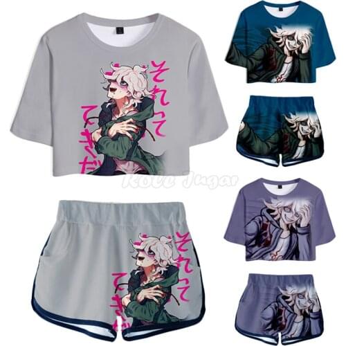 Anime Danganronpa: Trigger Happy Havoc Cosplay Costume Summer Kids Unisex Short Sleeve T-shirt + Shorts Suits Sportswear C30M234