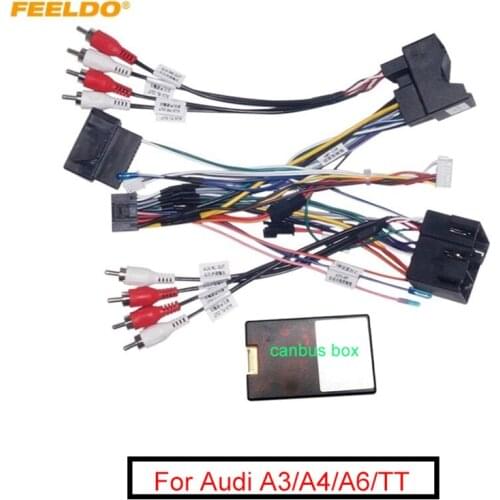 FEELDO Car Audio Radio CD Player 16PIN Android Power Calbe Adapter With Canbus Box For A4 04-06 A6 04 Wiring Harness
