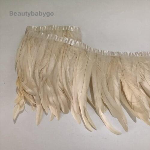 2 Yards White Rooster Coque Feather Trim 20 to 25cm 8 to 10 Inches In Height Chicken Tails Feathers Lace Sewing Ribbon Carnivals