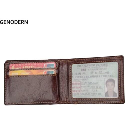 GENODERN Cowhide Driver License ID Holder Fashion Driver License Document Card Holder Slim Credit Card Wallet