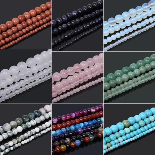 Hot Sale 4 6 8 10mm Natural Stone Beads Black Lava Tiger Eye Bulk Loose Stone Beads For DIY Jewelry Making Bracelet Necklace