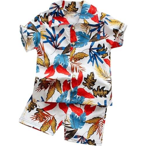 Kids Set Toddler Boys Floral Print Short Sleeve Tops+shorts Outfit Set 1 Y-5 Y Baby Kids Children Clothes Suit Детская Одежда