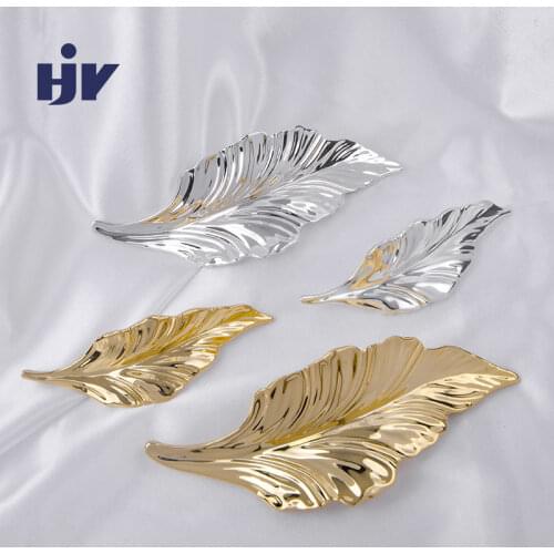 HJY Leaf-shaped Handle Nordic Furniture Handles for Cabinets and Drawers Kitchen Knobs Pulls Hole distance 32mm/64mm Z211