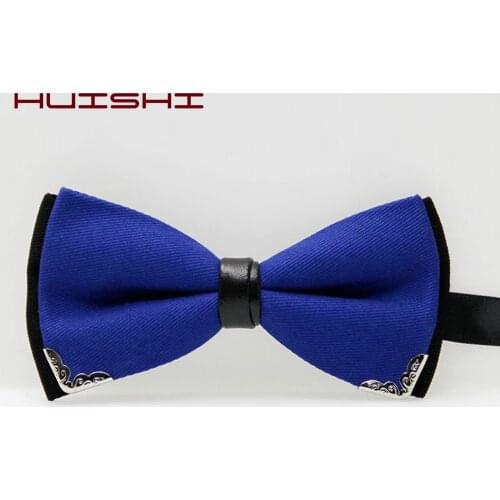 HUISHI Metal Head Adjustable Luxury Boutique Blue Bowtie Halloween Wedding Mens Bow Ties Black Burgundy Blue Bow Ties Cravat
