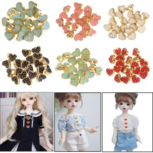 20/50pcs Mini Button Buckle 5mm Heart Style Metal Printed Decor Buckle for DIY Doll Clothing Sewing Accessories Cute Girl Gift