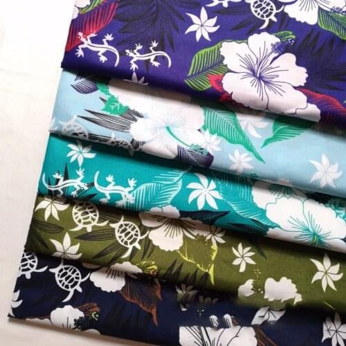 Floral Print Thin Peach Skin Fabric Mens Summer Beach Pants Hawaiian Printed Fabric By The Meters