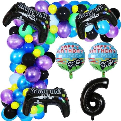 1Set Birthday Party Number Balloons Video Game Boy Birthday Party Decoration Kit Game on Theme Game Handle Foil Balloon Supplies