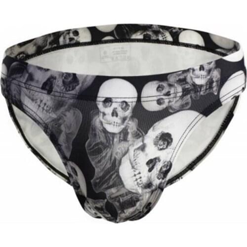 Hot New Mens Sexy Underwear Men Briefs Slip Hombre Cuecas Man Skull print Bikini Underwear Men Sports swimming brief