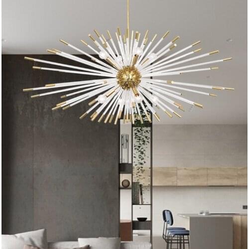 New Nordic post-modern minimalist living room bedroom dining room lamp dandelion decoration golden round chandelier