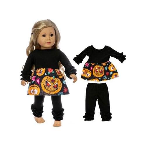 2021 New Pattern Clothes Christmas Clothes For Halloween Fit 18 Inch American Doll And 43CM Baby Doll Accessories