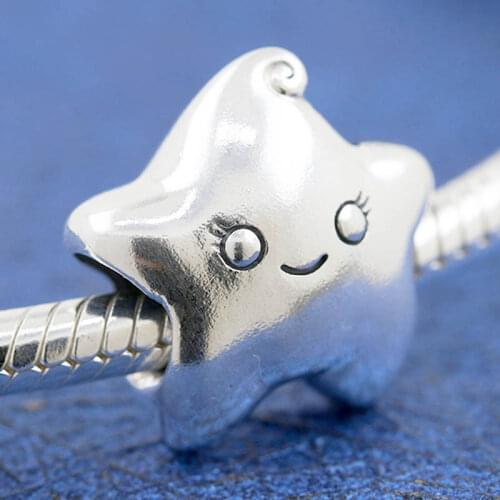 Original Smooth Cute Isa The Star Beads Fit 925 Sterling Silver Charm Bracelet Bangle Diy Jewelry