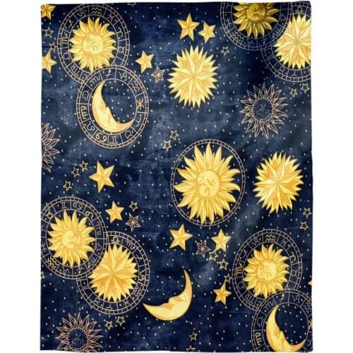 Sun Moon Universe Sky Throw Blanket Portable Soft Bedspread Microfiber Flannel Blankets for Beds