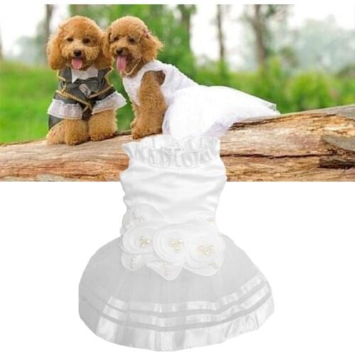 Princess Pet Dog Wedding Dress Puppy Skirt Clothes Tutu Skirt Bride Costume