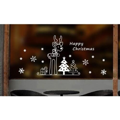 Christmas small elk snowflake gift festival Atmosphere decoration Store shop office door decoration sticker window sticker wall
