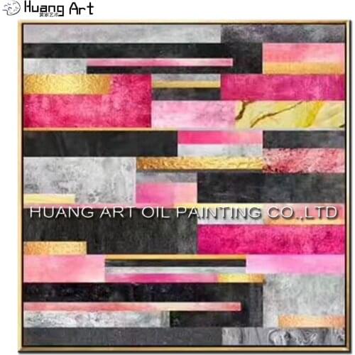 Hand Painted Abstract Colorful Stripe Oil Painting for Living Room Decor Popular Oil Picture Wall Painting for Hotel Art