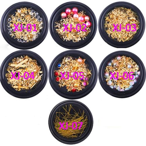 Mixed Style Metal Nail Art Decoration Pearl Rhinestones Nails Crystal Stones Sticker Manicure Accessories NA038