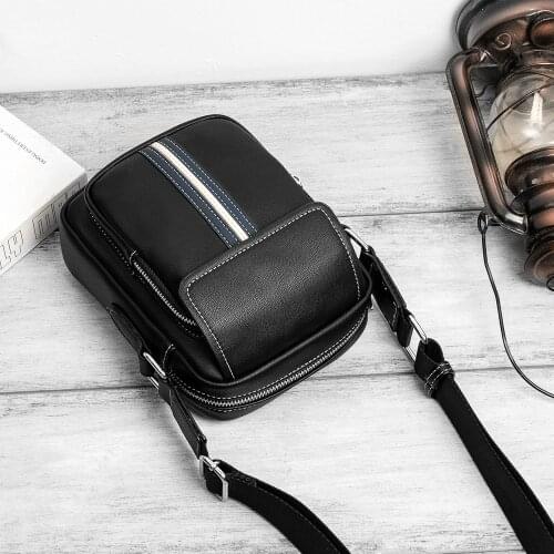 PU Leather Shoulder Bag for Men Messenger Bag Crossbody Cell Phone Business Work Zipper Waterproof Fashion Mens Bag Casual