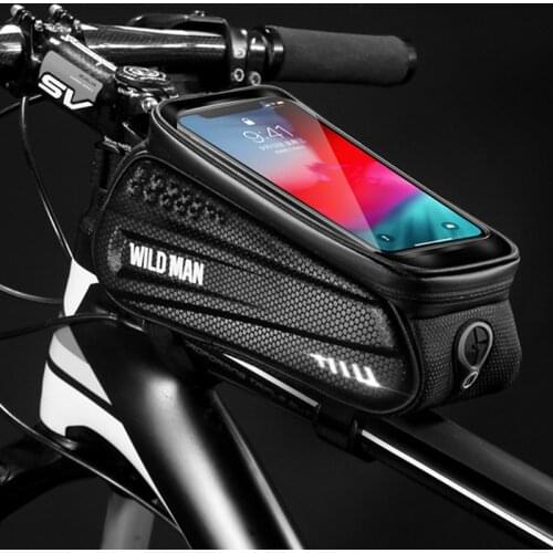 WILD MAN Rainproof Bicycle Bag Frame Front Top Tube Cycling Bag Reflective 6.5in Phone Case Touchscreen Bag MTB phone bag