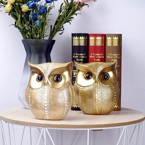 Polka Dot Owl Golden Resin Ornaments Home Furnishings and Office Decorations Creative Crafts
