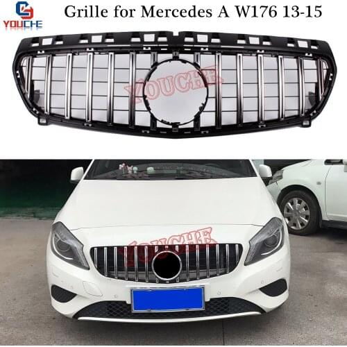 W176 GT Diamond Grill AMG Grille Mesh for Mercedes A W176 A180 A200 A250 A45 AMG 2012 - 2015 Front Hood Mesh