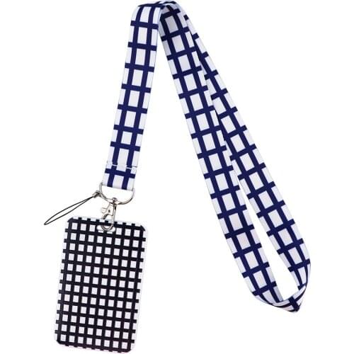 YA218 Checkerboard pattern Keychain Neckband Lanyard USB ID Card Badge Holder Mobile Belt Lanyard Mobile Phone Accessories