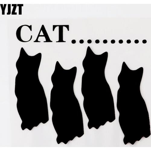 YJZT 12CMX10.6CM Funny Animal Four Cats Vinyl Car Sticker Decal Black/Silver 8C-0167