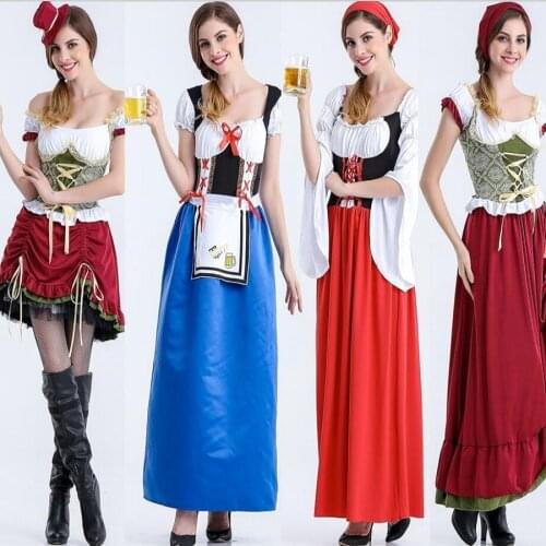 Women Dirndl German Bavarian Oktoberfest beer Costume girls Wench Maid Costumes Ladies Fancy Dress Party Carnival Outfit