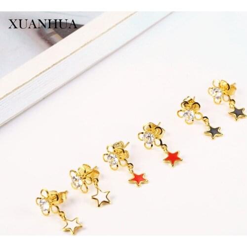 XUANHUA Star Stud Earrings Stainless Steel Jewelry Woman Vogue 2019 Jewelry Accessories Gifts For Women wholesale lots bulk