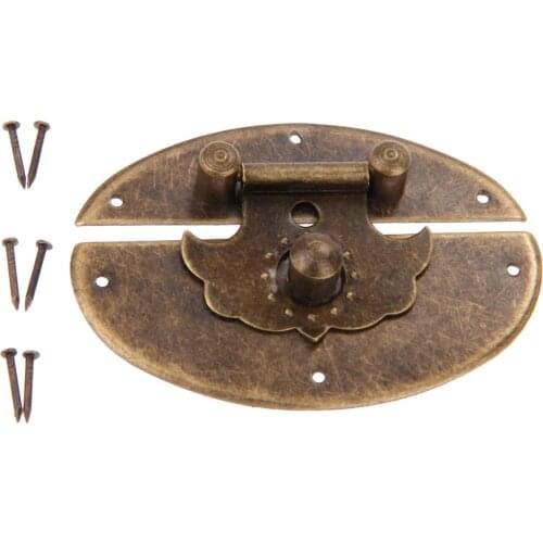 1Pc 63*42mm Antique Metal Lock Decorative Latch Hasps Hook Gift Wooden Jewelry Box Padlock With Screws For Furniture Hardware