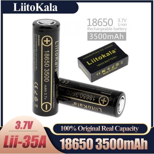 100% Original LiitoKala Lii-35A 18650 3500mAh 3.7V Li-Ion Rechargeable Battery 10A Lithium Battery High Drain For Flashinglight