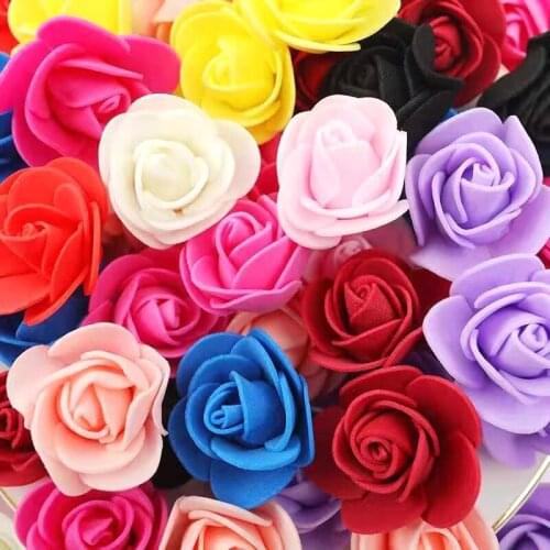 100pcs/ Bag Multicolor Mini PE Foam Rose Head Artificial Handmade Rose Head DIY Wedding Home Decoration Festival Party supplies