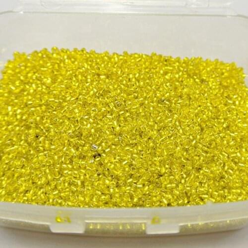 10000 Glass Seed Beads 1.5mm (12/0) silver lined Yellow + Storage Box