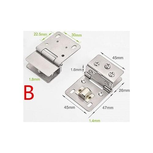 2pcs display door clamp hinge for display cabinet wood glass door free hole not perforated stainless steel hinge