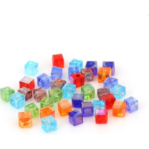 200pcs 2mm Square Shape Austria Crystal Beads Cube Glass Beads Loose Spacer Beads for DIY Jewelry Making