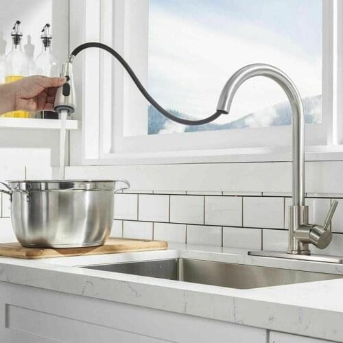 304 stainless steel kitchen Sink faucet telescopic pull-out kitchen faucet forone-click water stop 360 Rotation Mixer Tap