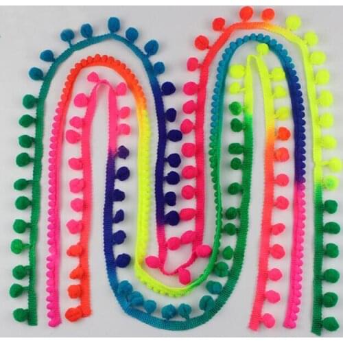 40yards Tassel Pompom Lace Trim Colorful Pom Pom Trim Ball Braid Lace Fringe Ribbons Fabric DIY Sewing Handmade Accessory