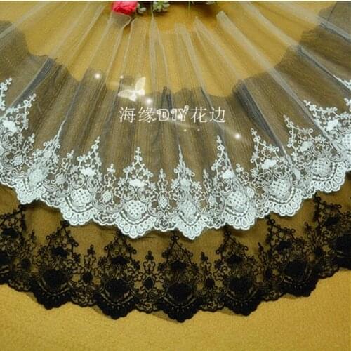5 Yards Off White Black Fabric Lace Sweet Cordate Lace Trim DIY Craft Materials Clothing Accessories 18cm Cotton Lace Embroidery