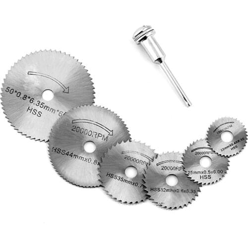 7PCS Kit Mini HSS Circular Saw Blade Rotary Tool Metal Discs Tool Cutoff Mandrel Set Cutting Wood Power Dril