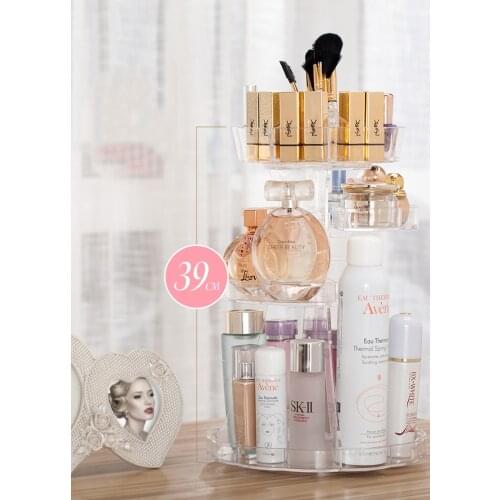 Acrylic transparent cosmetic storage box rotating table dressing table adjustable lipstick rack storage box