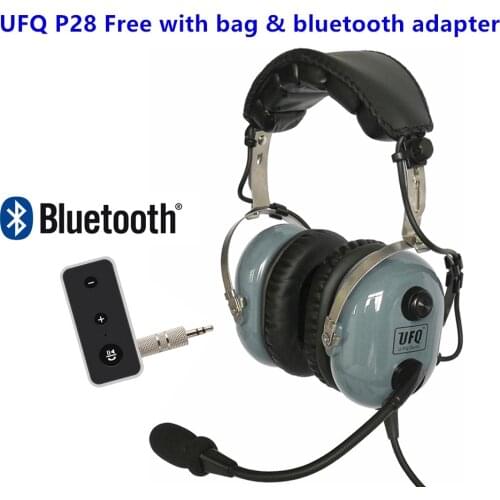 UFQ Gray P28 Aviation Headset Free with Bluetooth Adapter & bag Great PNR pilot Headset with Bose Grade Hi-Fi Speakers