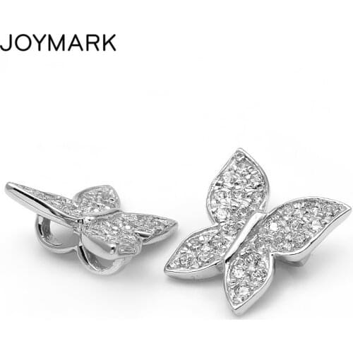 Butterfly Shape 925 Sterling Silver Zircon Stone Spacer Beads Clasps For DIY Double Row Pearl Necklaces Bracelets SC-CZ004