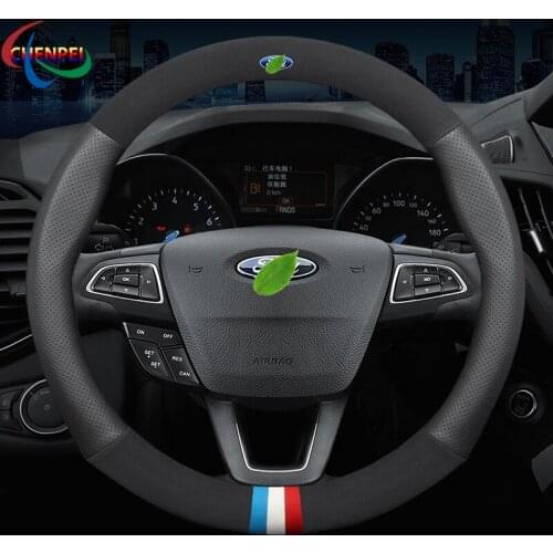 Car Steering Wheel Cover For Ford Ranger Fiesta Focus Everest Mustang Kuga EcoSport Escort Escape F-150 Car Interior Accessories