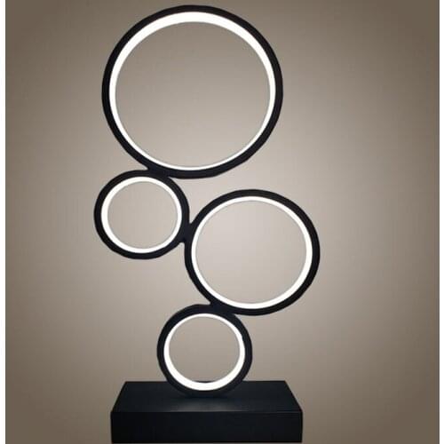 Black&White Led Table Lamp Round Rings Design Decoration Bedroom Bedside Light For Living room Bedroom Dining room Office Study