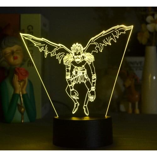 Figutto Figma Anime Death Note Figurine Ryuk 3D Light Night Lamp Color Changing LED Decorative Lighting for Home Bedroom Bedside