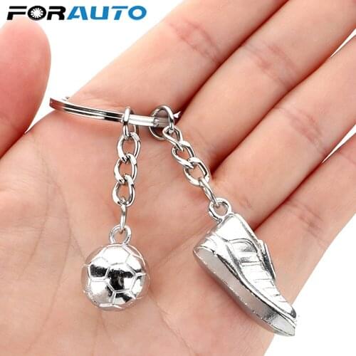 FORAUTO Fashion football Metal Keychain men gift Key chain Soccer Shoes and Football Car Key Ring Gift party Keychains Jewelry
