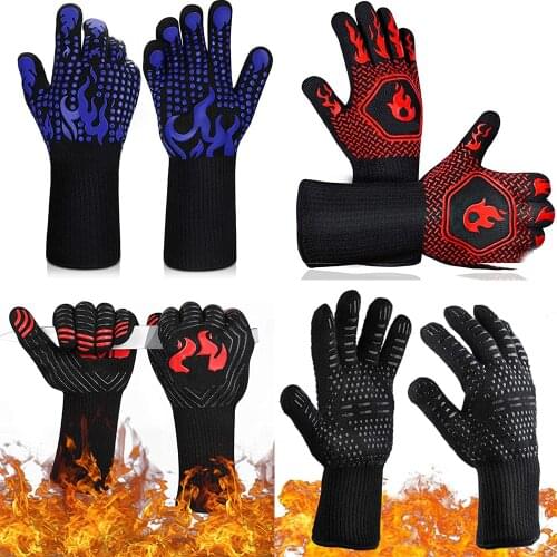 Guanti da Barbecue guanti da forno resistenti alle alte Temperature 500 800 gradi guanti da forno a microonde con isolamento ter